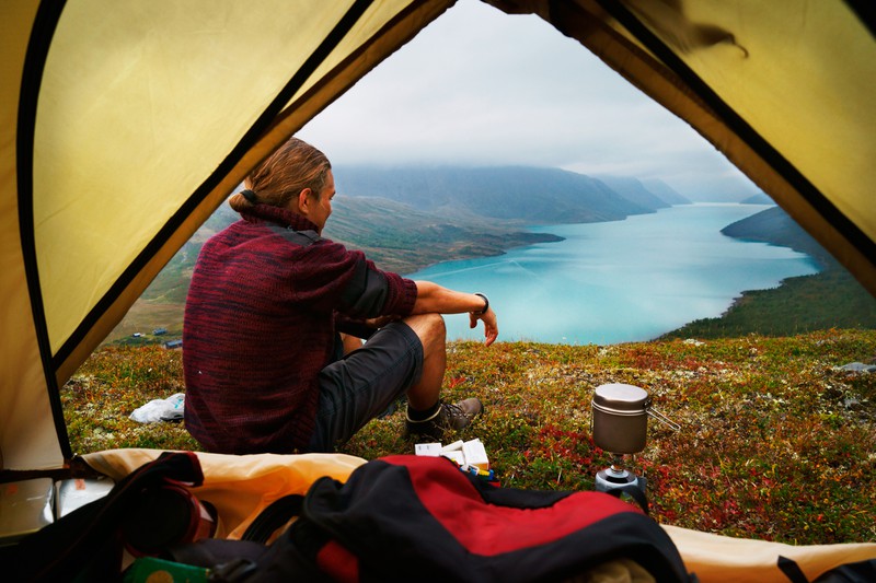 Morgens in Norwegen beim Campen