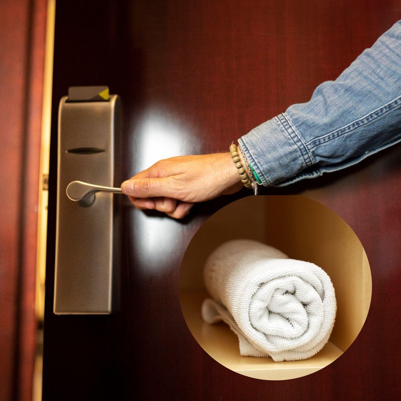Wenn du ein Handtuch auf die Türklinge legst, dann wird dein Hotelzimmer einbruchsicher