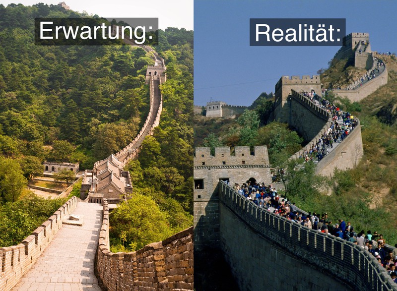 Die Chinesische Mauer ist längst vom Massentourismus bedroht.