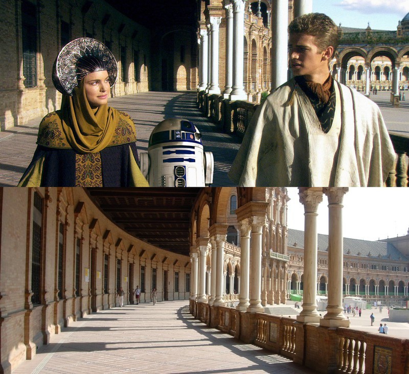 Der Plaza de España in Sevilla war Schauplatz der Dreharbeiten zu „Star Wars Episode II“.