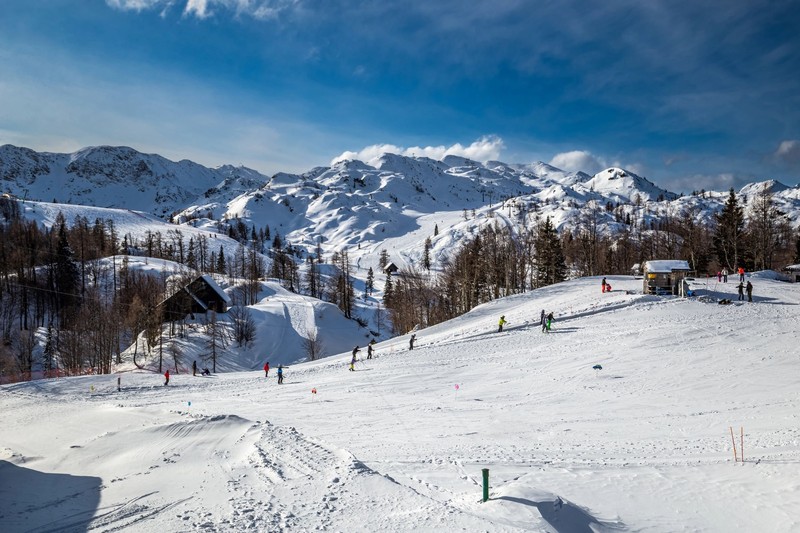 Die Pisten im Vogel-Skigebiet sind besonders ruhig.